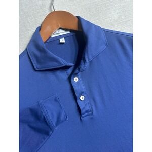 Peter Millar Long Sleeve Polo Shirt Mens Small Blue Performance Stretch Casual